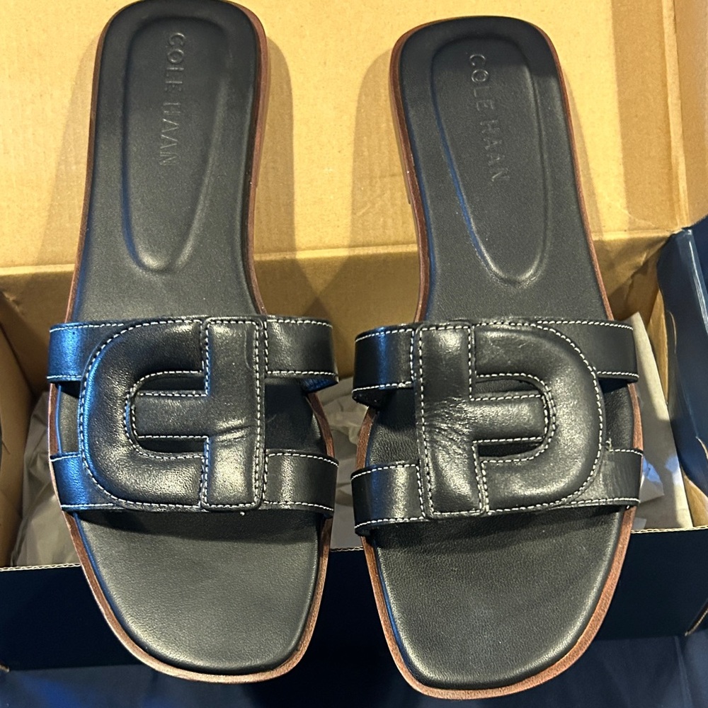 Cole Haan Black Leather Chrisee Sandal